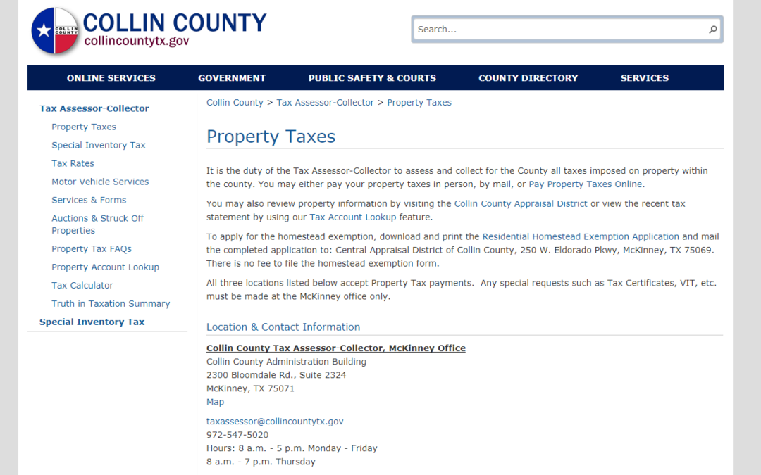 Collin County Texas Property Tax Website