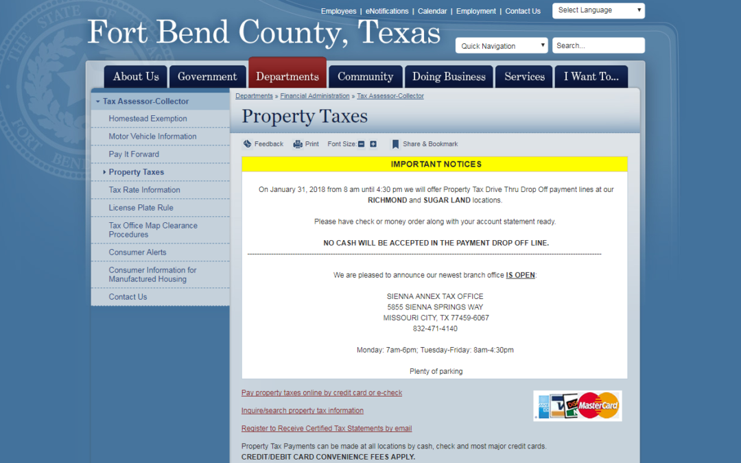 Fort Bend County Texas Property Tax Website